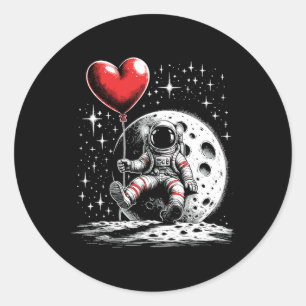 Sticker Rond L'astronaute spatiale Heart Lloon Saint Valentin