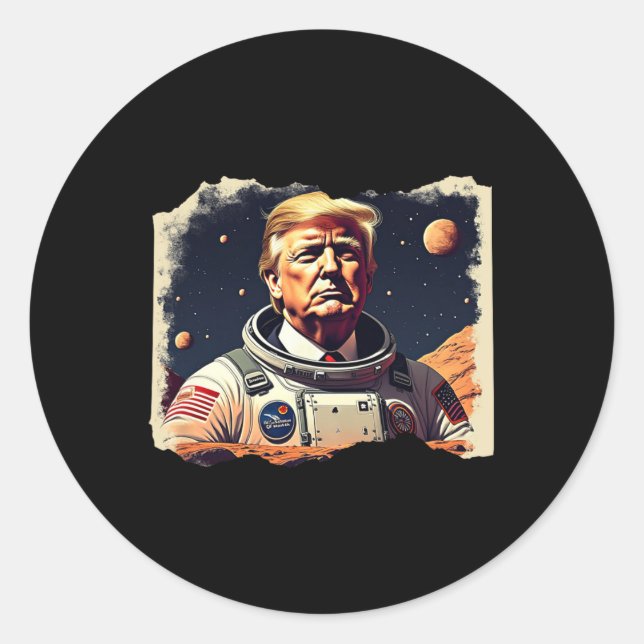 Sticker Rond L'astronaute Trump Occupe l'exploration spatiale d (Devant)