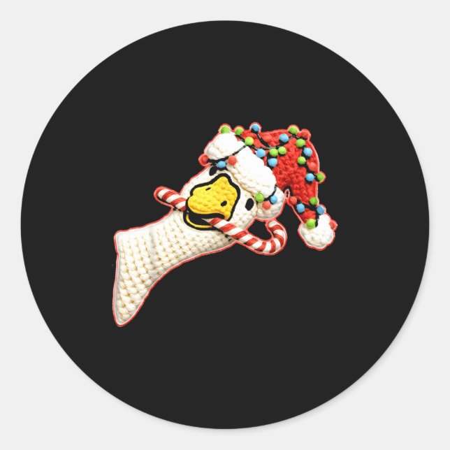 Sticker Rond Latch Hook Faux Yarn Funny Goose Christmas Crochet (Devant)