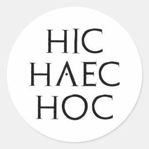 Sticker Rond latin hoc de Latein de haec hic