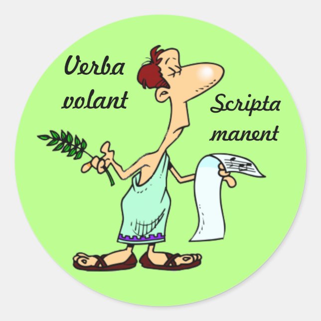 Sticker Rond Latin : Verba volant volant scripta permanent (Devant)