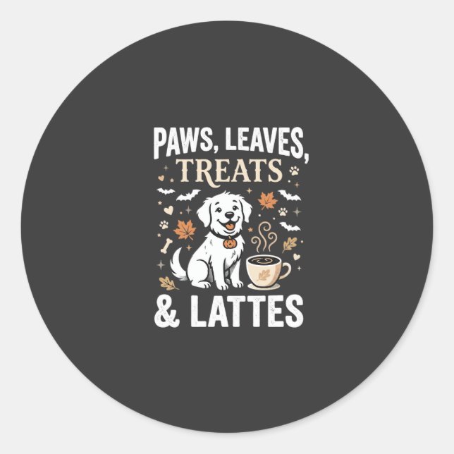 Sticker Rond Latté Chute de Chien Halloween (Devant)