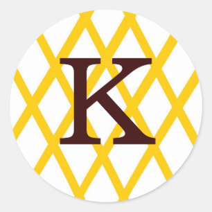 Sticker Rond Lattice monogramme moderne en jaune