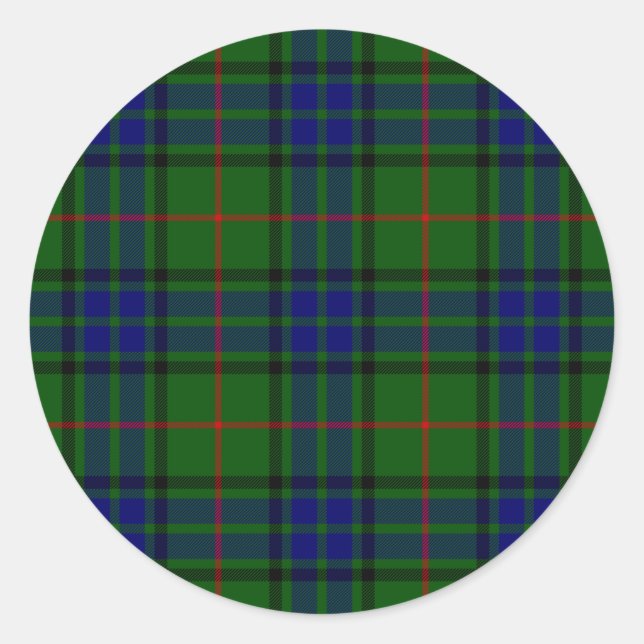 Sticker Rond Lauder tartan bleu vert plaid (Devant)
