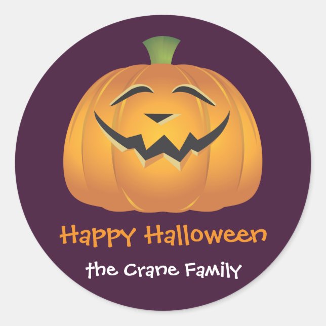 Sticker Rond Laughing joyeux citrouille personnalisé Halloween  (Devant)