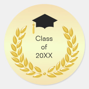 Sticker Rond Laurel Wreath Class of 20XX Graduation