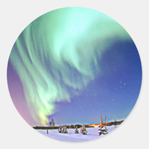 Sticker Rond L'aurore Borealis