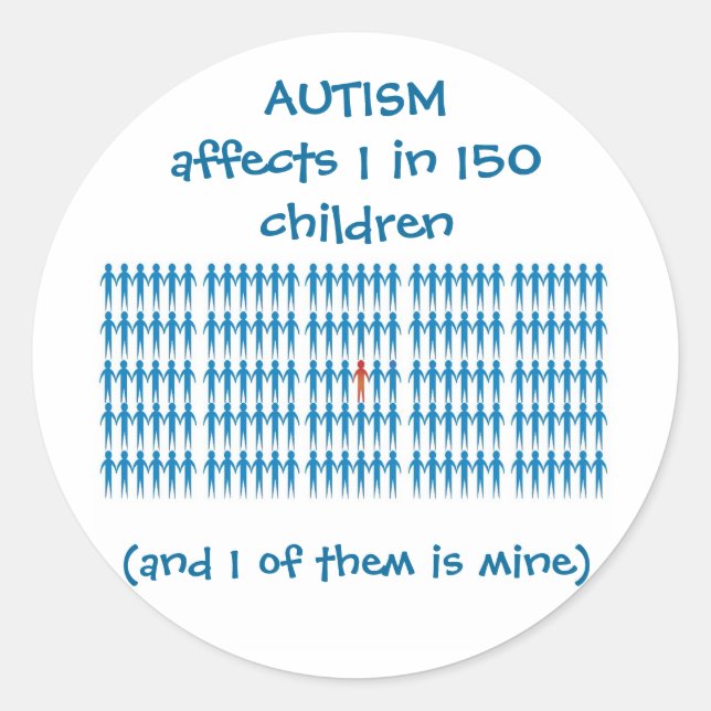 Sticker Rond L'Autisme Affecte 1 Enfant Sur 150 (Devant)