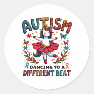 Sticker Rond L'Autisme Danser Pour Être Un Différent Beat Cute