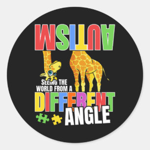 Sticker Rond L'Autisme De La Girafe Drôle De Voir Le Monde De D