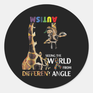 Sticker Rond L'Autisme De La Girafe Voir Le Monde De Différents