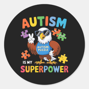 Sticker Rond L'autisme de l'aigle est mon super pouvoir Accepte