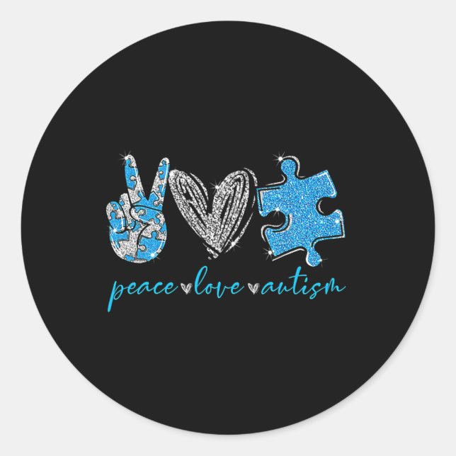Sticker Rond L'autisme de l'amour de la paix (Devant)