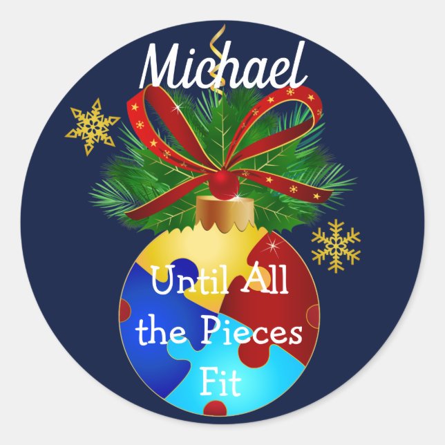 Sticker Rond L'autisme de Noël (Devant)