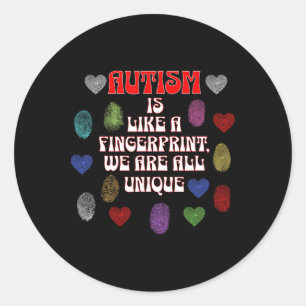 Sticker Rond L'Autisme Est Comme Une Empreinte De Chien Nous So