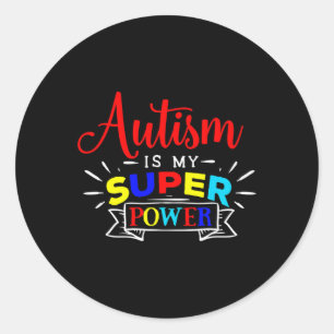 Sticker Rond L'autisme est ma superpuissance - Coloré Autiste D