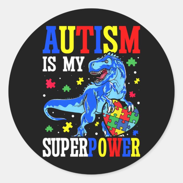 Sticker Rond L'autisme est ma superpuissance Sensibilisation su (Devant)