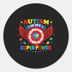 Sticker Rond L'autisme est un superpouvoir sensibilisation à l'
