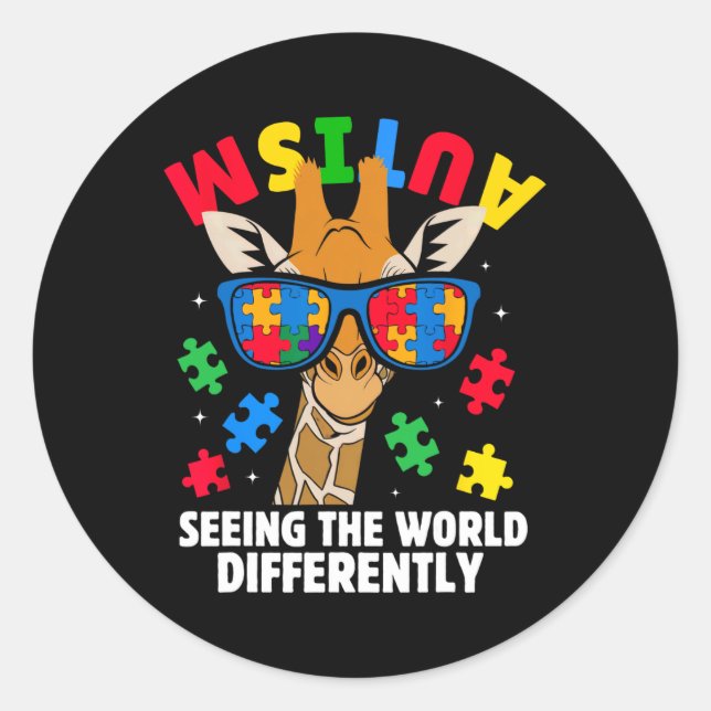 Sticker Rond L'Autisme Voit Le Monde Différemment La Sensibilis (Devant)