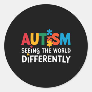 Sticker Rond L'Autisme Voit Le Monde Différemment L'Autisme