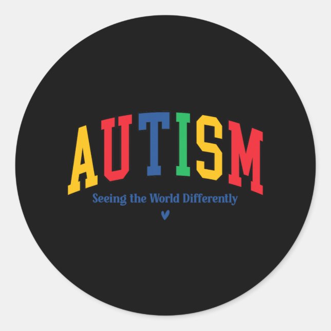 Sticker Rond L'Autisme Voit Le Monde Différemment L'Autisme (Devant)