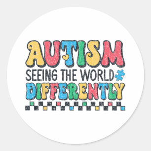 Sticker Rond L'Autisme Voit Le Monde Différemment L'Autisme Rét