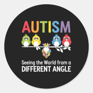 Sticker Rond L'Autisme Voit Le Monde D'Un Autre Angle Coupé