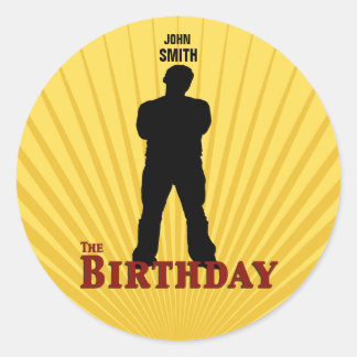 Sticker Rond L'Autocollant de cinéma d'anniversaire (Garçon)