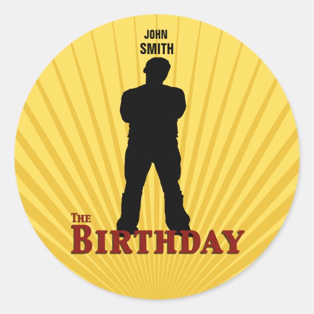 Sticker Rond L'Autocollant de cinéma d'anniversaire (Garçon) (Devant)