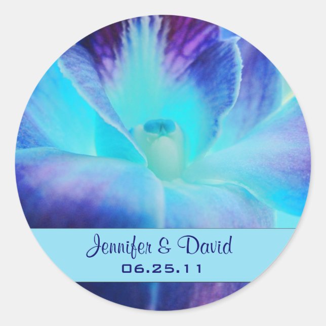 Sticker Rond L'autocollant de faveur de mariage d'orchidée (Devant)