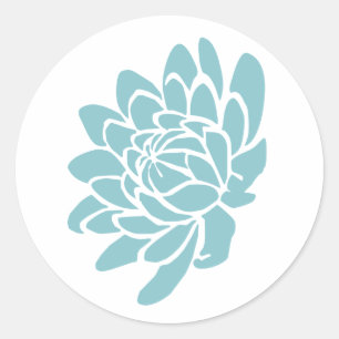 Sticker Rond L'autocollant de fleur de Lotus (turquoise)