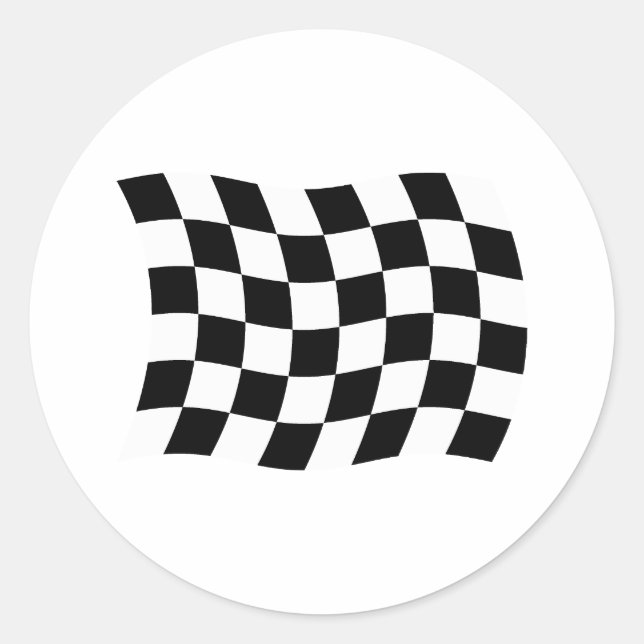 Sticker Rond L'autocollant Drapeau à damier (Devant)