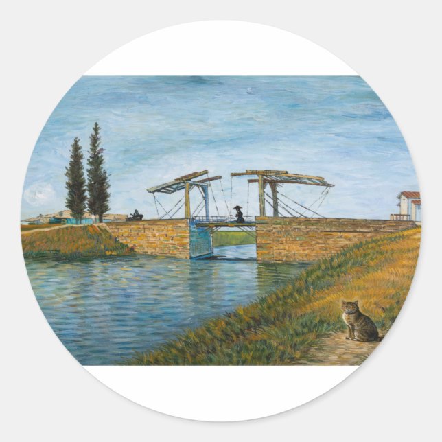 Sticker Rond L'autocollant Le Chat au pont de Langlois (Devant)