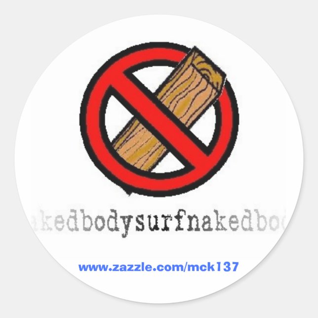 Sticker Rond L'autocollant No Board de BSN Bodysurfing Apparel (Devant)