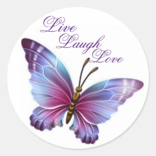 Sticker Rond L'autocollant/pourpre de papillon "vivent amour de