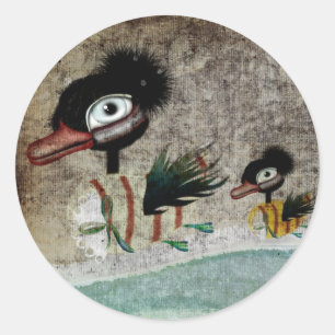 Sticker Rond L'autocollant vintage de conte de fées Ugly Duckli