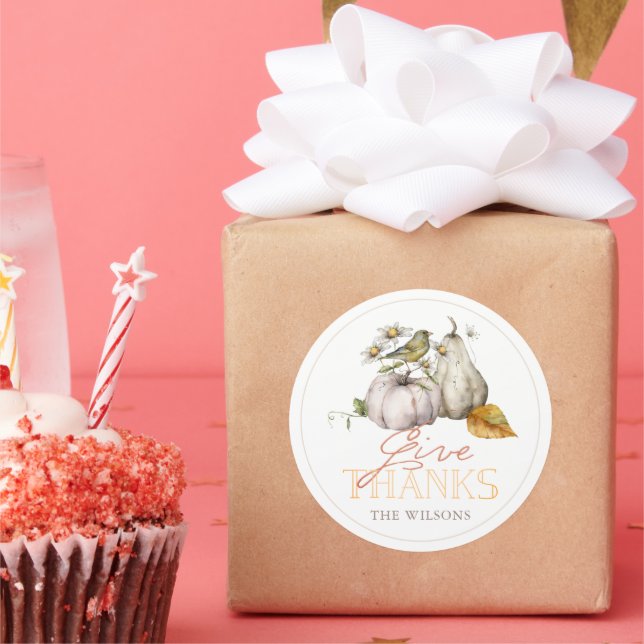 Sticker Rond L'automne citrouille laisse l'ornithologie (Fête)