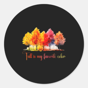 Sticker Rond L'automne est ma couleur préférée Aquarelle drôle