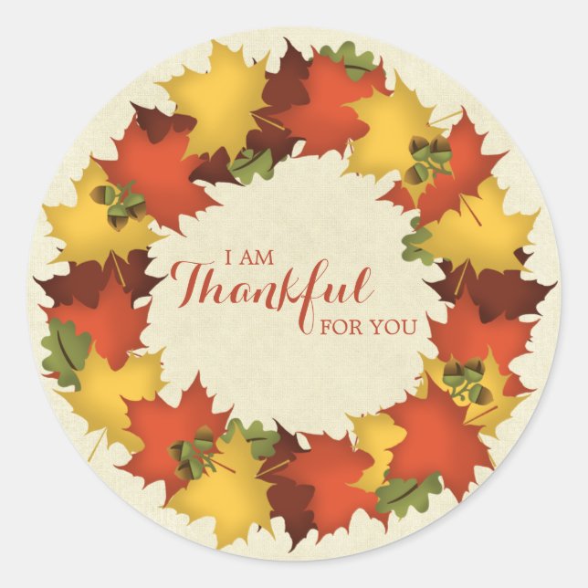 Sticker Rond L'automne quitte Thanksgiving Wreath (Devant)