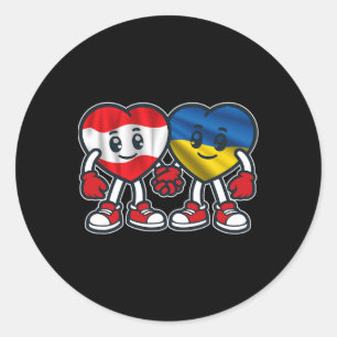 Sticker Rond L'Autriche et l'Ukraine cœurs amitié