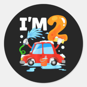 Sticker Rond Lavage de voiture 2 Enfants de deux ans Fête d'ann