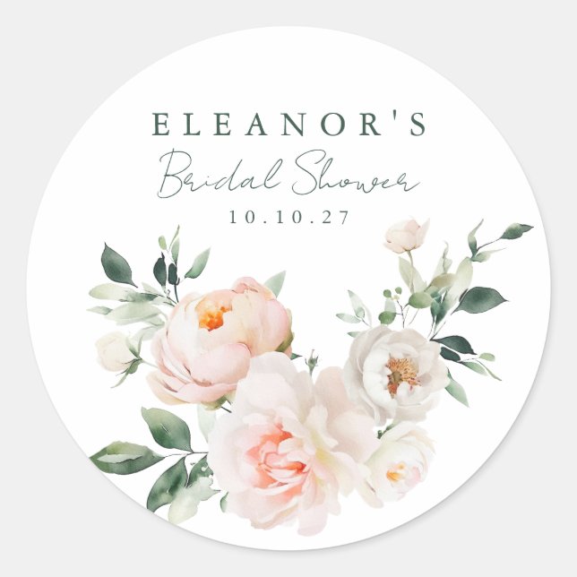 Sticker Rond Lavage Floral De Paeonia Rose (Devant)