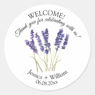 Sticker Rond Lavande Aquarelle Floral Mariage moderne