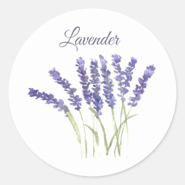 Sticker Rond Lavande Aquarelle Herbes Cuisine pourpre (Devant)