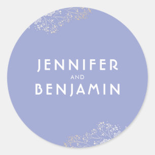 Sticker Rond Lavande Couleur Élégant Mariage du souffle bébé