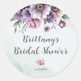 Sticker Rond Lavande et floral vert pour la douche de mariée