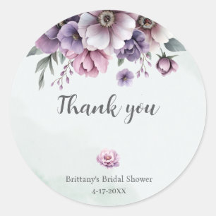 Sticker Rond Lavande et floral vert pour la douche de mariée