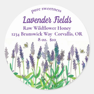 Sticker Rond Lavande Fleurs Abeilles Miel à vendre