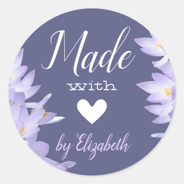 Sticker Rond Lavande romantique foncée violette faite avec amou (Devant)