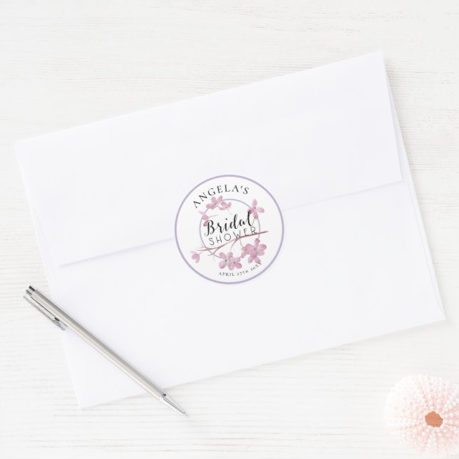 Sticker Rond Lavande Rose Fleur de Lilas Mariage (Enveloppe)